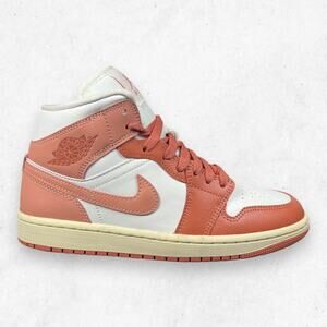 Air Jordan 1 Mid Madder Root Women's 7.5 BQ6472-180 White Sail Sneakers NEW
